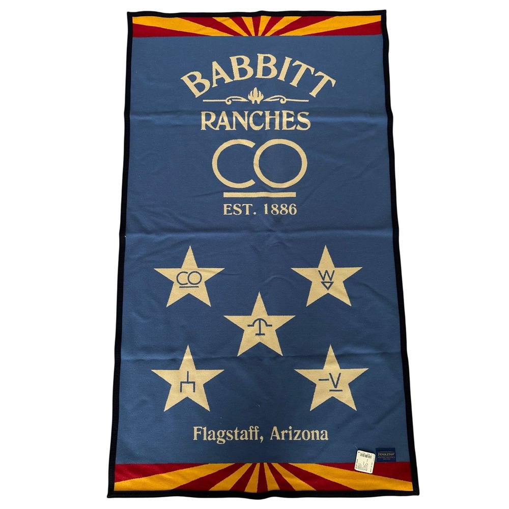 Pendleton Babbitt Ranches Saddle Blanket Wool Flagstaff Arizona Blue 34x60